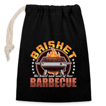 Brisket The Heart And BBQ Lover Brisket Barbecue - Closable cotton gift bag (14x20cm) - black - Front