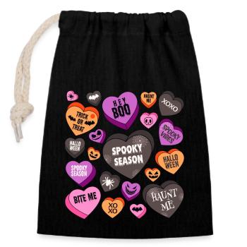 Halloween Hearts. - Closable cotton gift bag (14x20cm) - black - Front