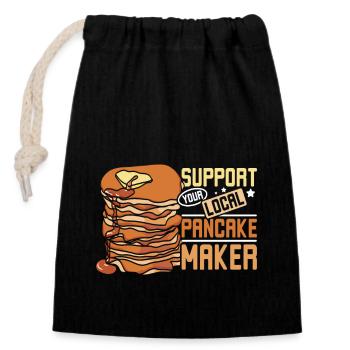 Support your local pancake maker - Verschließbarer Geschenkbeutel aus Baumwolle (14x20cm) - Schwarz - Vorne
