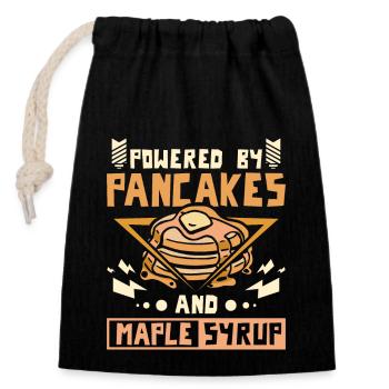 Alimenté par des crêpes et du sirop d’érable - Sac cadeau en coton avec cordon (14 x 20 cm) - noir - Devant