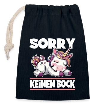 Sorry Keinen Bock Einhorn - Verschließbarer Geschenkbeutel aus Baumwolle (14x20cm) - Navy - Vorne