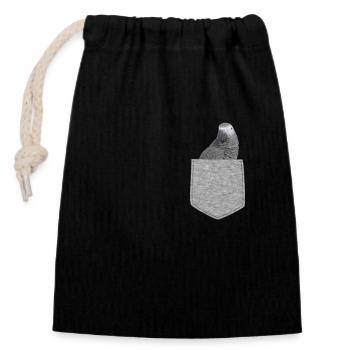 Faux Poche Perroquet Gris Africain Drôle Oiseau Nouveauté - Sac cadeau en coton avec cordon (14 x 20 cm) - noir - Devant