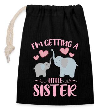 Baby Sister Reveal Getting Little Sister Elephant - Closable cotton gift bag (14x20cm) - black - Front