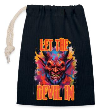 LET THE DEVIL IN. - Closable cotton gift bag (14x20cm) - navy - Front