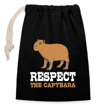 Capybara - Verschließbarer Geschenkbeutel aus Baumwolle (14x20cm) - Schwarz - Vorne