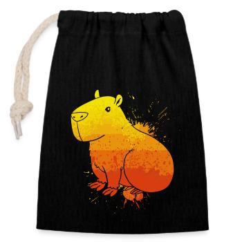 Capybara - Verschließbarer Geschenkbeutel aus Baumwolle (14x20cm) - Schwarz - Vorne