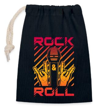 Rock & Roll - Sac cadeau en coton avec cordon (14 x 20 cm) - bleu marine - Devant
