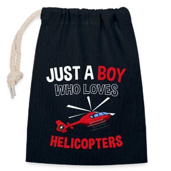 hélicoptère Hélicoptère Sauveteur Pilote - Sac cadeau en coton avec cordon (14 x 20 cm) - bleu marine - Devant
