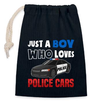 Police Car Police Officers - Closable cotton gift bag (14x20cm) - navy - Front