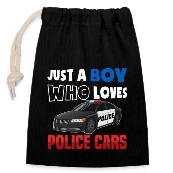 Police Car Police Officers - Closable cotton gift bag (14x20cm) - black - Front
