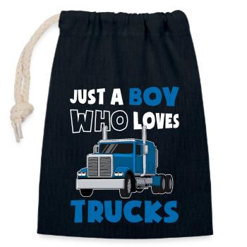 Truck Driver Truck Trucker Truck - Closable cotton gift bag (14x20cm) - navy - Front