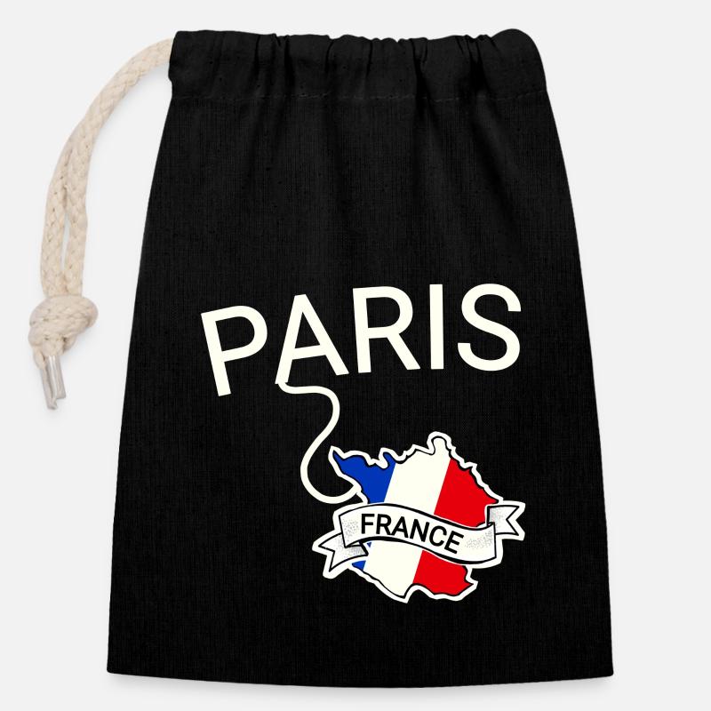 Frankreich Paris - Verschließbarer Geschenkbeutel aus Baumwolle (14x20cm) - Schwarz