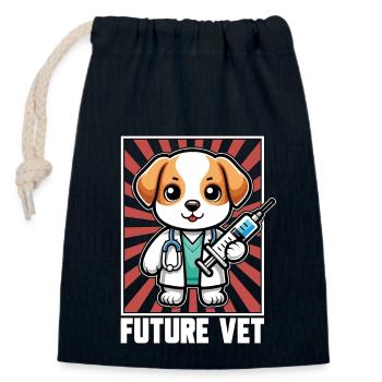 Médecine vétérinaire Future Vet Pratique vétérinaire - Sac cadeau en coton avec cordon (14 x 20 cm) - bleu marine - Devant