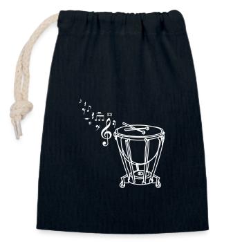 Dessin au trait dessiné Timbales - Sac cadeau en coton avec cordon (14 x 20 cm) - bleu marine - Devant