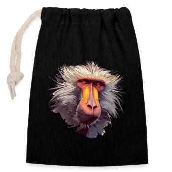 Baboon Paviane Pavian - Closable cotton gift bag (14x20cm) - black - Front