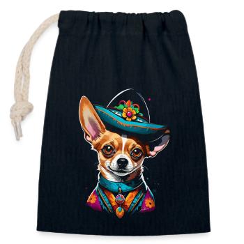 Cute - Chien chihuahua géométrique Mexique - Sac cadeau en coton avec cordon (14 x 20 cm) - bleu marine - Devant