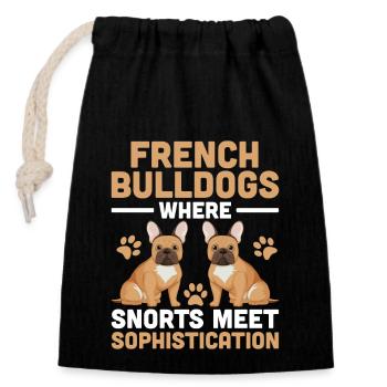 French Bulldogs Where Snorts Meet Sophistication F - Closable cotton gift bag (14x20cm) - black - Front
