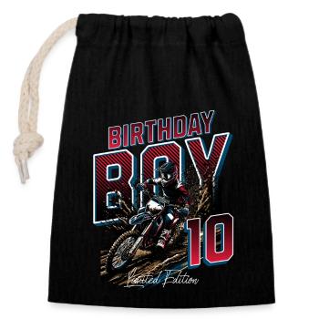 Motocross 10th Birthday - Closable cotton gift bag (14x20cm) - black - Front