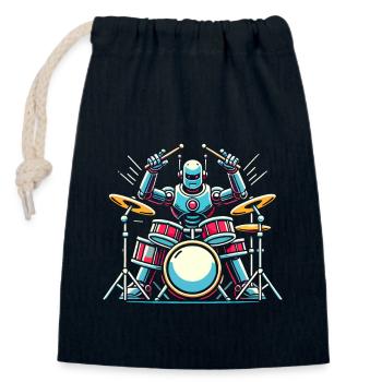 Energiegeladener Roboter-Drummer Groove - Verschließbarer Geschenkbeutel aus Baumwolle (14x20cm) - Navy - Vorne