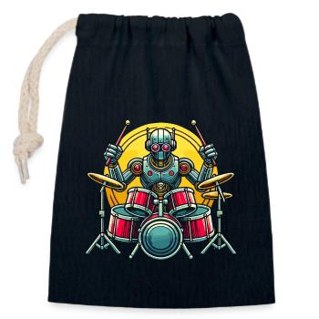 Energiegeladener Roboter-Drummer Groove - Verschließbarer Geschenkbeutel aus Baumwolle (14x20cm) - Navy - Vorne