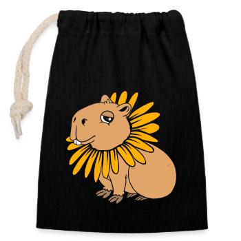 Capybara - Verschließbarer Geschenkbeutel aus Baumwolle (14x20cm) - Schwarz - Vorne
