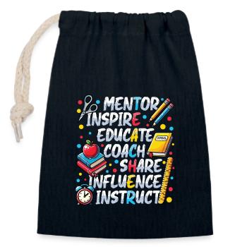 Mentor Inspirer Éduquer Entraîneur Enseignant - Sac cadeau en coton avec cordon (14 x 20 cm) - bleu marine - Devant
