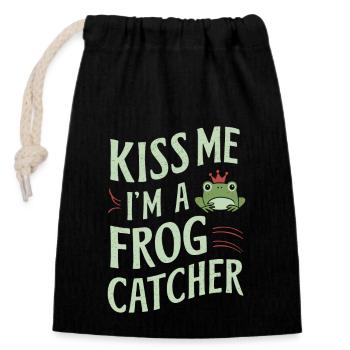 Chasseur de grenouilles amphibiens, piégeage de grenouilles - Sac cadeau en coton avec cordon (14 x 20 cm) - noir - Devant