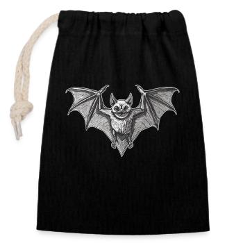 Bat Fledermäuse Fledermaus - Verschließbarer Geschenkbeutel aus Baumwolle (14x20cm) - Schwarz - Vorne