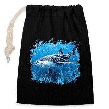 Whale Shark Walhaie Walhai - Verschließbarer Geschenkbeutel aus Baumwolle (14x20cm) - Schwarz - Vorne