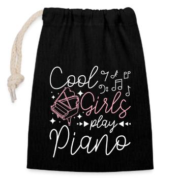 Les filles cool jouent du piano - Sac cadeau en coton avec cordon (14 x 20 cm) - noir - Devant