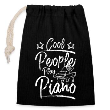 Les gens cool jouent du piano - Sac cadeau en coton avec cordon (14 x 20 cm) - noir - Devant