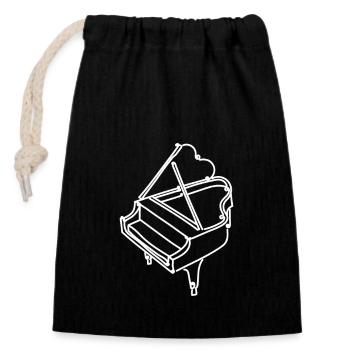 Piano à queue dessiné au trait - Sac cadeau en coton avec cordon (14 x 20 cm) - noir - Devant