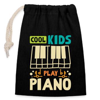 Enfants Cool kids joue du piano - Sac cadeau en coton avec cordon (14 x 20 cm) - noir - Devant