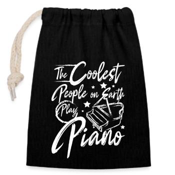 Les gens les plus cool du monde jouent du piano - Sac cadeau en coton avec cordon (14 x 20 cm) - noir - Devant