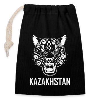 Kasachstan Kasach UdSSR Asien Schneeleopard - Verschließbarer Geschenkbeutel aus Baumwolle (14x20cm) - Schwarz - Vorne