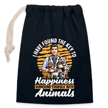 Zoologiste J’ai trouvé le biologiste gardien de zoo clé - Sac cadeau en coton avec cordon (14 x 20 cm) - bleu marine - Devant