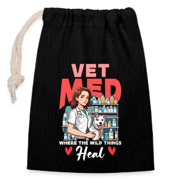 Vet Med Where The Wild Things Veterinary Practice - Closable cotton gift bag (14x20cm) - black - Front