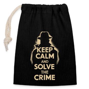 Gardez votre calme et résolvez le mystère du crime et du meurtre - Sac cadeau en coton avec cordon (14 x 20 cm) - noir - Devant