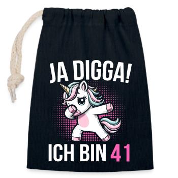 41. Geburtstag Frauen Einhorn Geschenk - Verschließbarer Geschenkbeutel aus Baumwolle (14x20cm) - Navy - Vorne