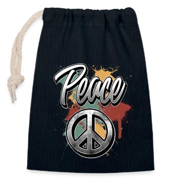 Peace - Closable cotton gift bag (14x20cm) - navy - Front