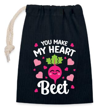 Rote Bete Beziehung Spruch You Make My Heart Beet - Verschließbarer Geschenkbeutel aus Baumwolle (14x20cm) - Navy - Vorne