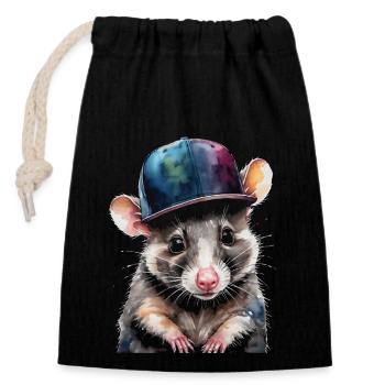 Opossum Snapback Cap Cool Tier Design Print - Closable cotton gift bag (14x20cm) - black - Front