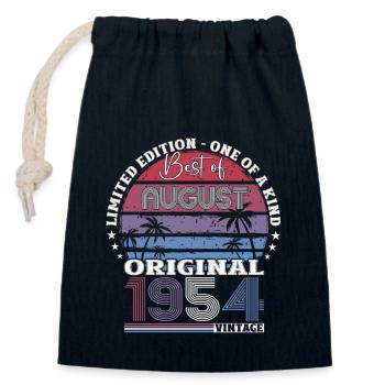 70e anniversaire Original août 1954 Né en 1954 - Sac cadeau en coton avec cordon (14 x 20 cm) - bleu marine - Devant