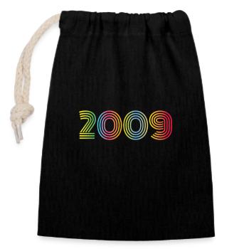 2009 Birthday Funky Year - Closable cotton gift bag (14x20cm) - black - Front