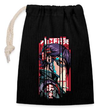 Man Ninja géométrique kanji - Sac cadeau en coton avec cordon (14 x 20 cm) - noir - Devant