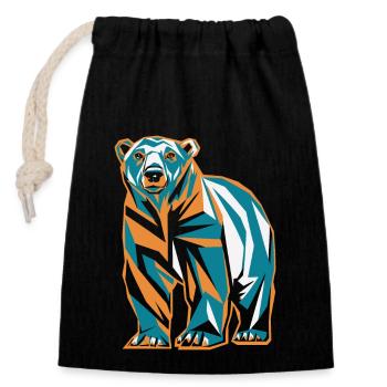 Ours coloré dans le style géométrique - Sac cadeau en coton avec cordon (14 x 20 cm) - noir - Devant