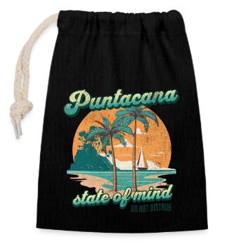 puntacana État d’ Vintage Plage - Sac cadeau en coton avec cordon (14 x 20 cm) - noir - Devant