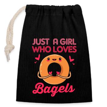 Bagel Bagels - Verschließbarer Geschenkbeutel aus Baumwolle (14x20cm) - Schwarz - Vorne