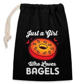 Bagel - Verschließbarer Geschenkbeutel aus Baumwolle (14x20cm) - Schwarz - Vorne