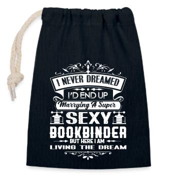 Bookbinder Marrying A Bookbinder - Closable cotton gift bag (14x20cm) - navy - Front